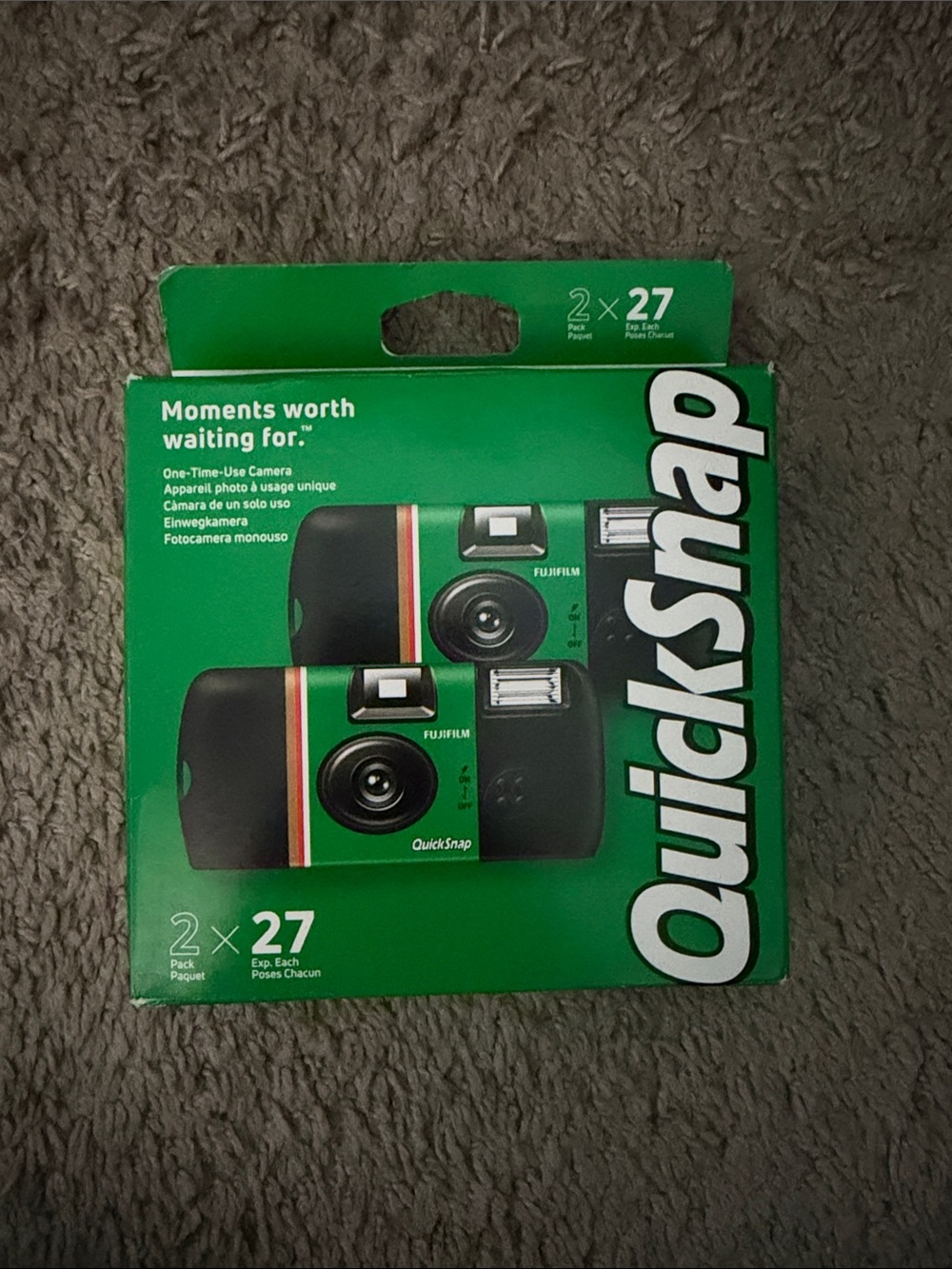Fujifilm QuickSnap Disposable Camera - Green NEVER OPENED SET OF 2